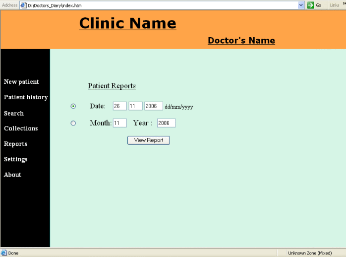 Figure 6: Patient report page .