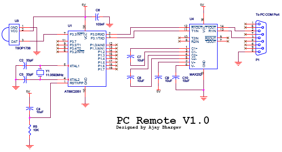 Circuit diagram Control your PC with TV Remote