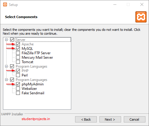 Xampp server setup on Windows