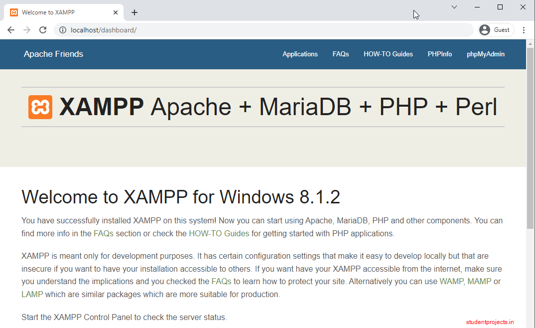 Testing XAMPP on localhost