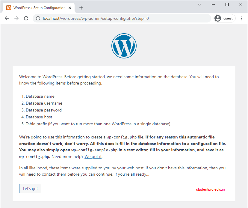 Setup wordpress on localhost