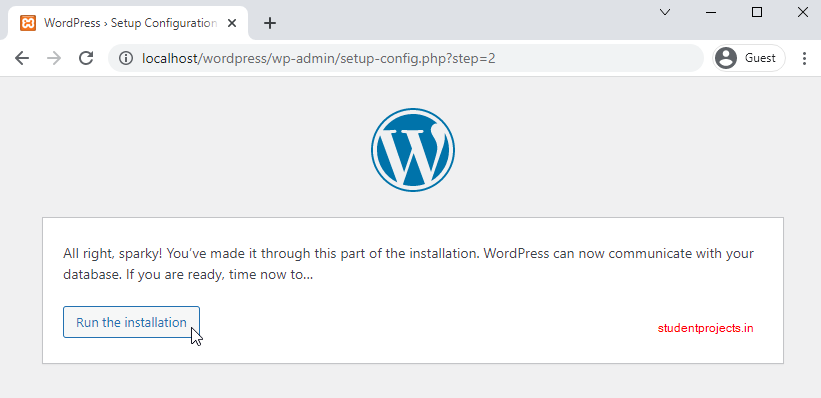 Run wordpress installation