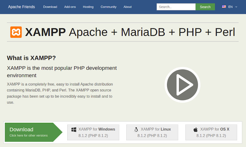 Download XAMPP from XAMPP's official website