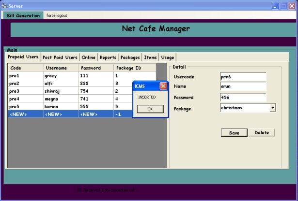 Insertion Of Prepaid Users